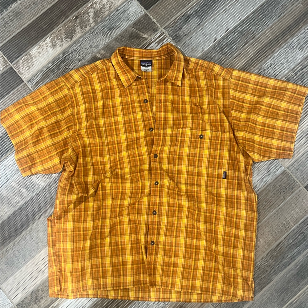 Patagonia Mustard Plaid Button Down Shirt